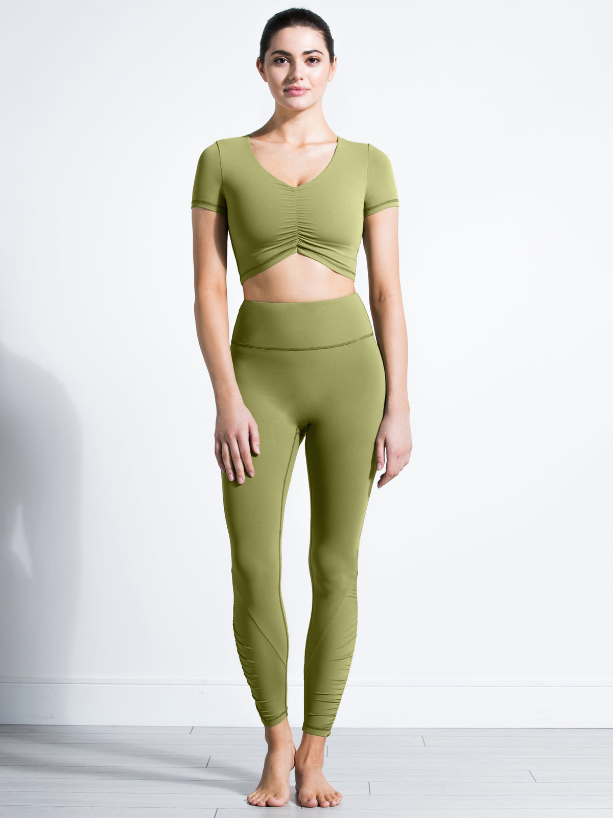 RUCHED NUDE TEE, SAFFRON