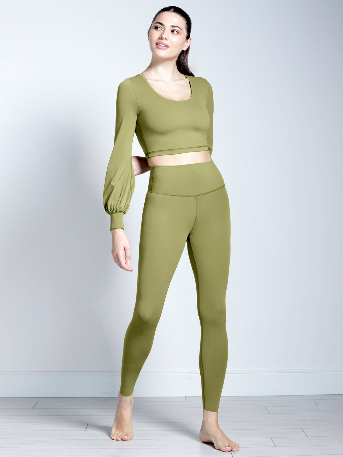 PUFF SLEEVE CROPPED TOP, SAFFRON