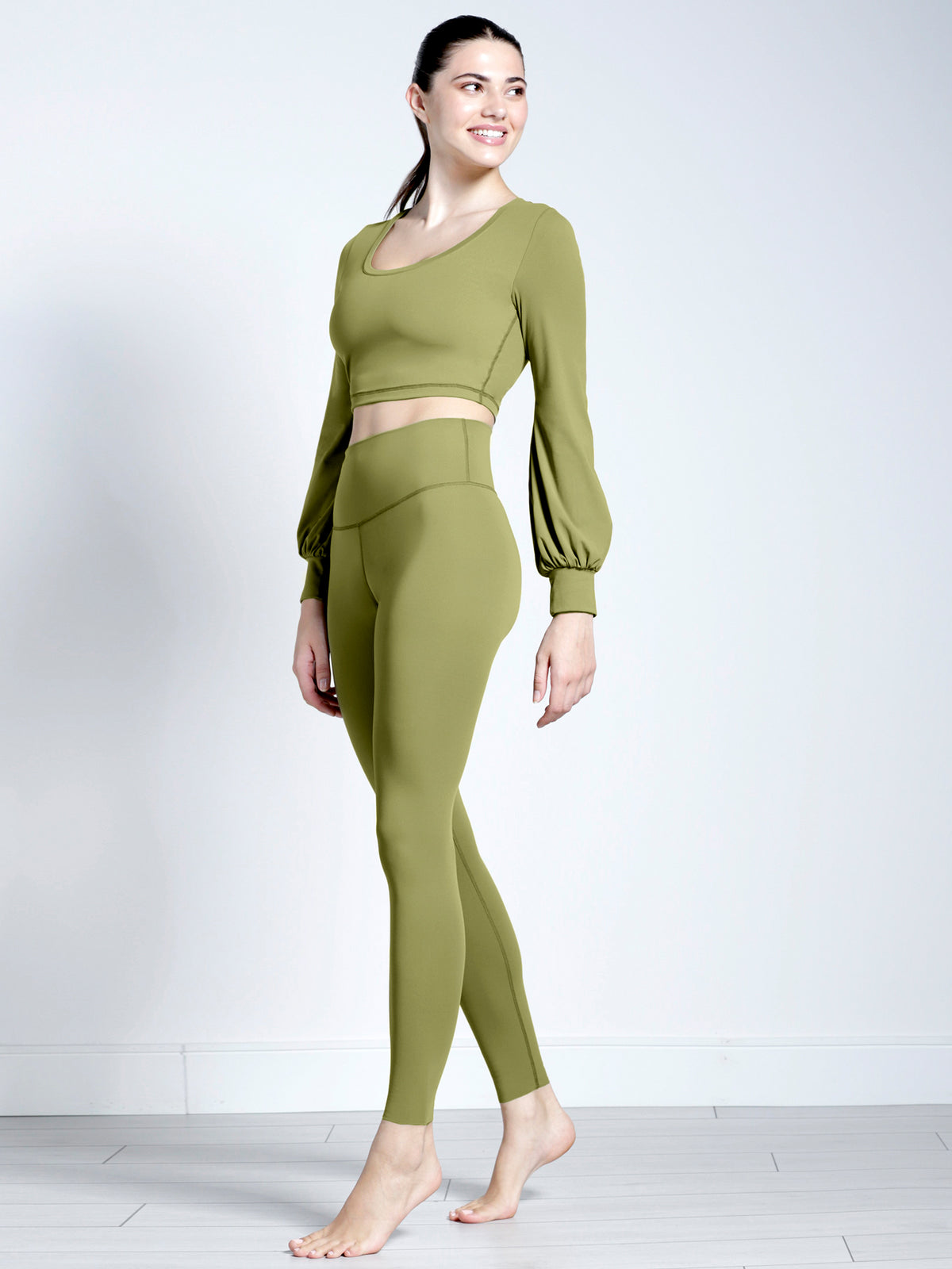 PUFF SLEEVE CROPPED TOP, SAFFRON