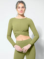 NUDE FRONT WRAP LONG SLEEVE TEE, SAFFRON