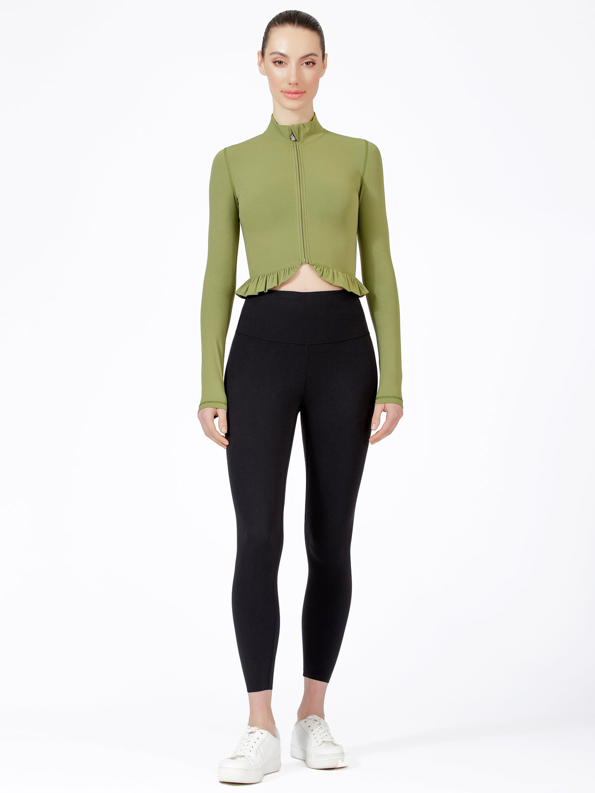 CROPPED RUFFLES JACKET, SAFFRON