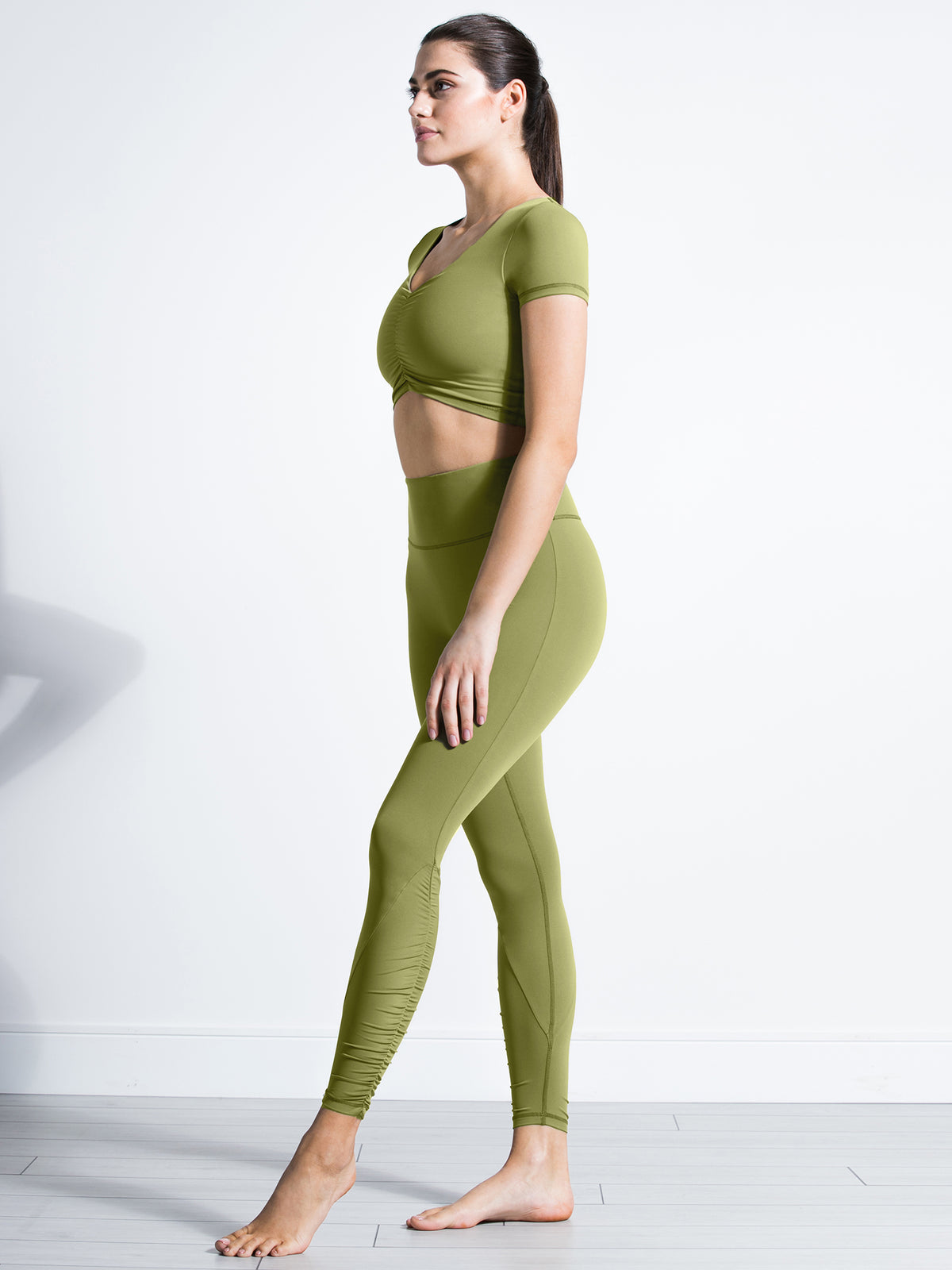 RUCHED NUDE PANTS, SAFFRON