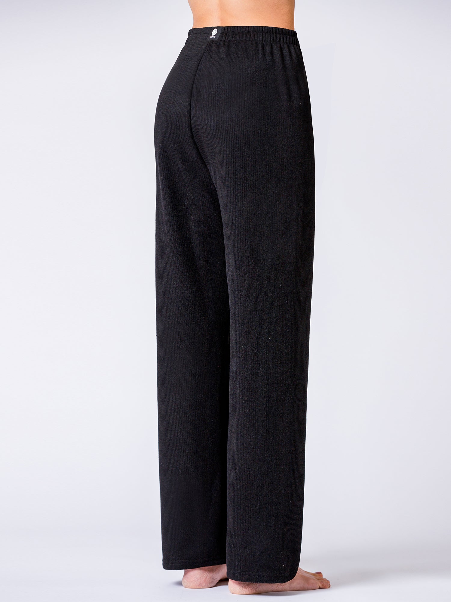 RIBBED HIGH WAIST WINTER FLEECE WIDE LEG SWEATPANTS