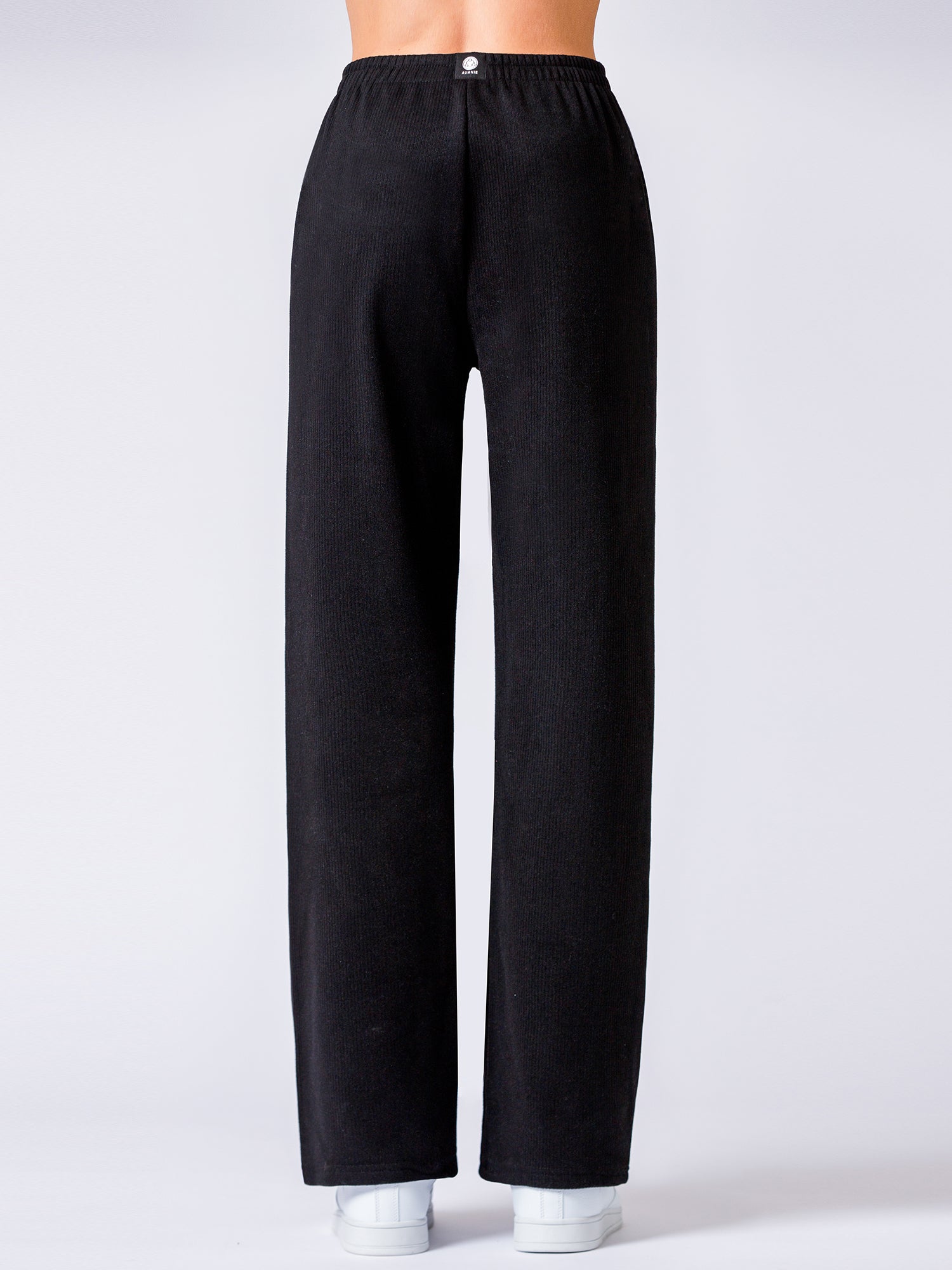 RIBBED HIGH WAIST WINTER FLEECE WIDE LEG SWEATPANTS