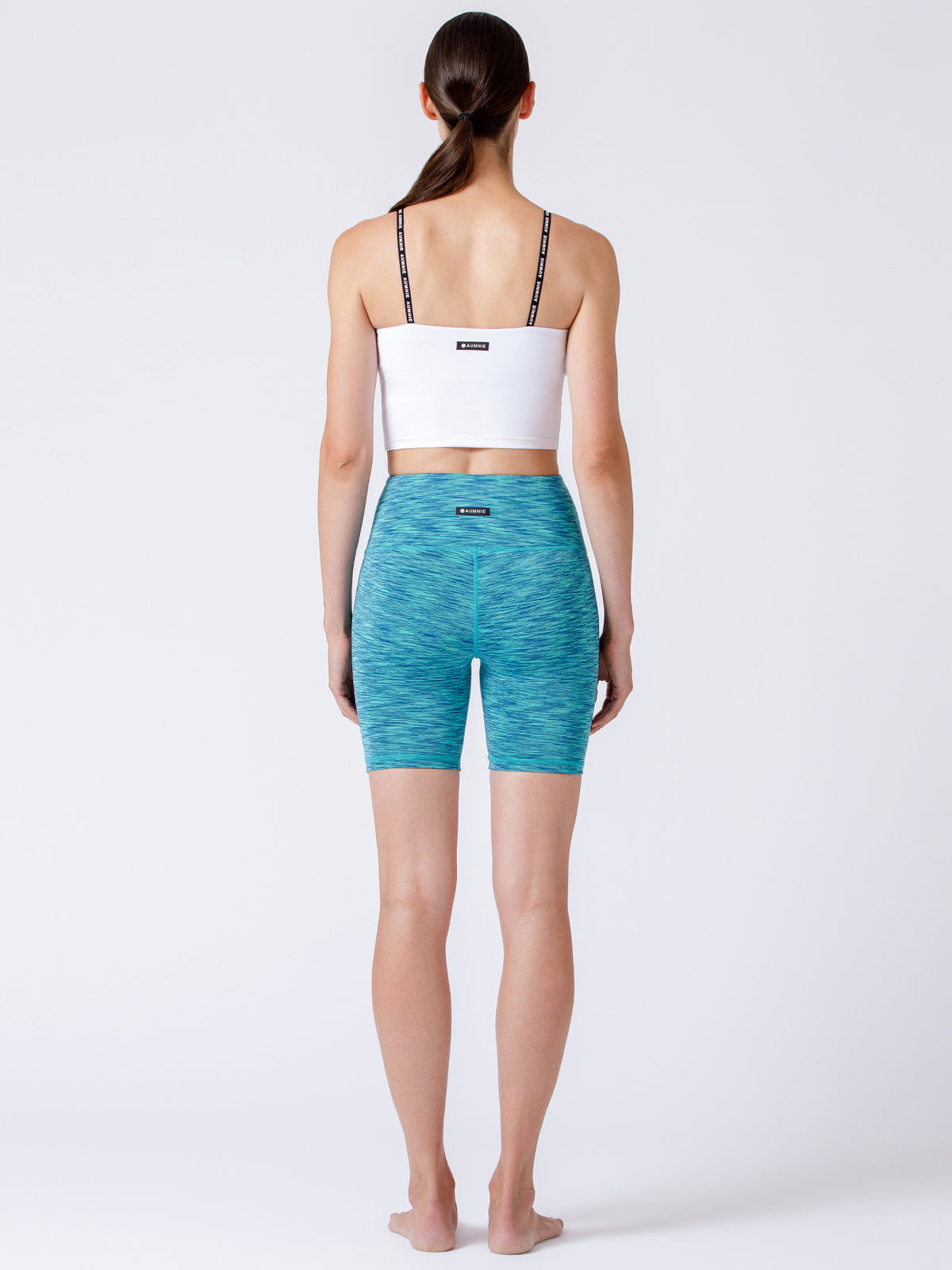 FLEX 6" HIGH WAIST SHORTS, GREEN MELANGE