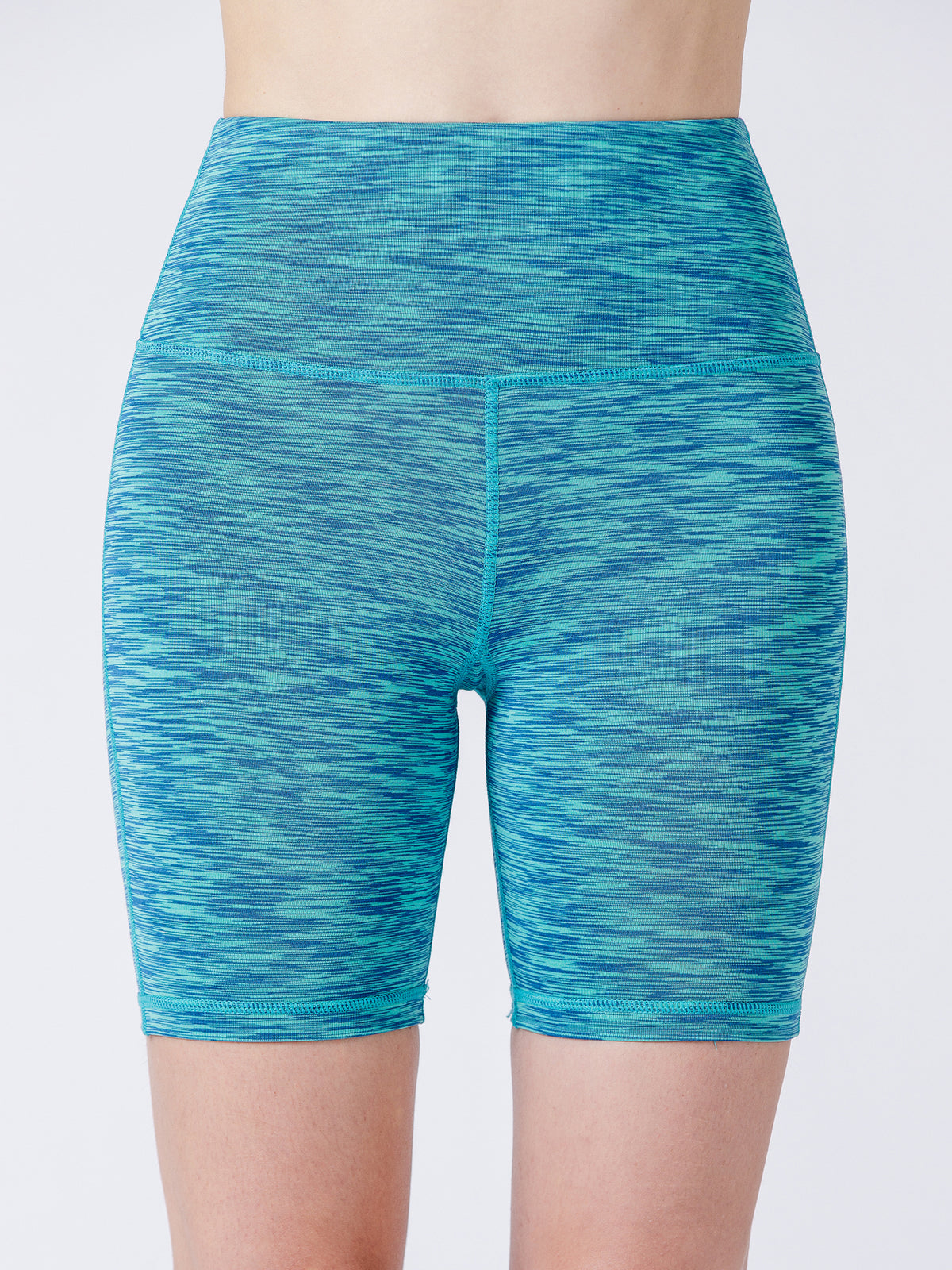 FLEX 6" HIGH WAIST SHORTS, GREEN MELANGE
