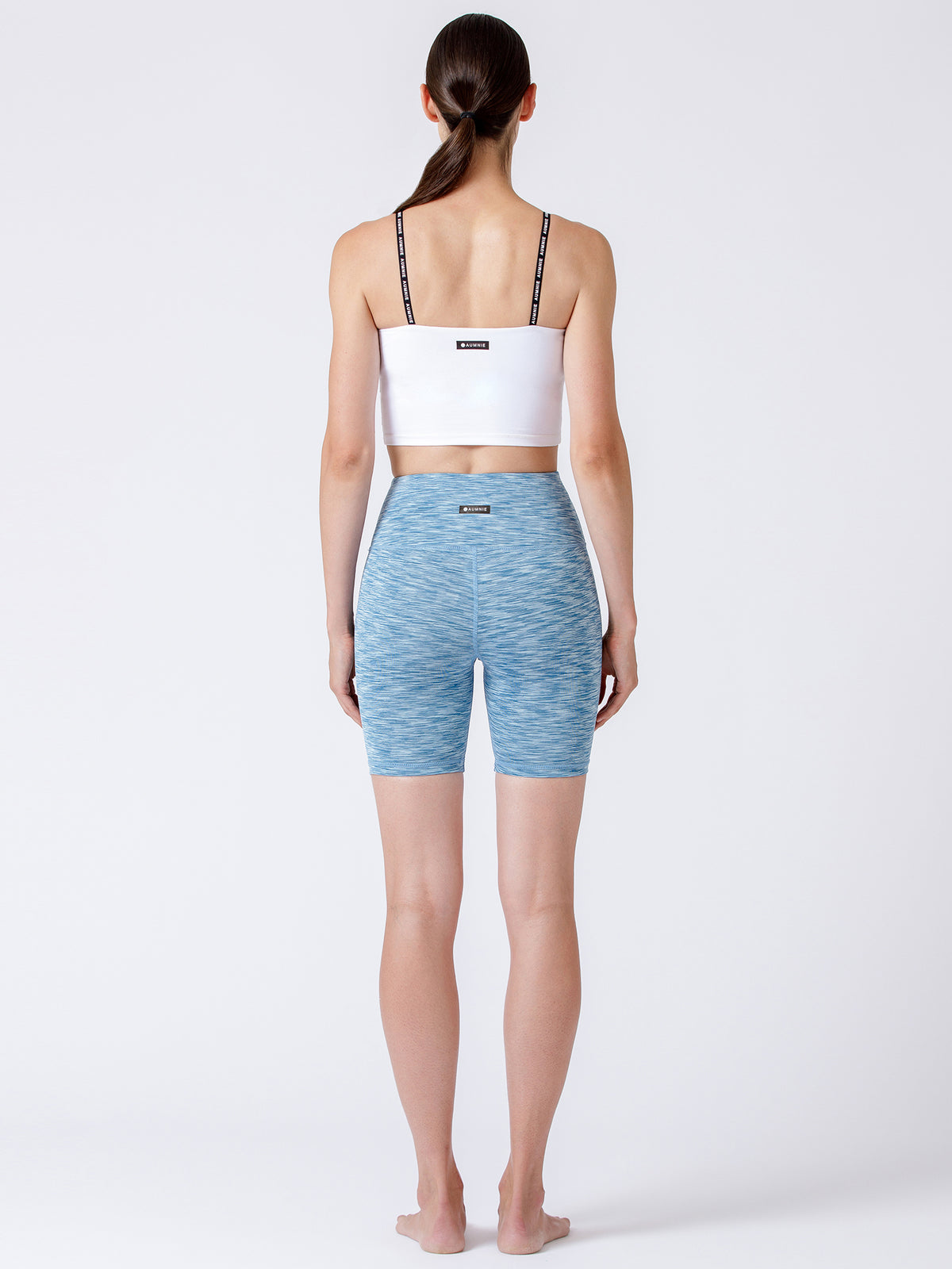 FLEX 6" HIGH WAIST SHORTS, LIGHT BLUE MELANGE