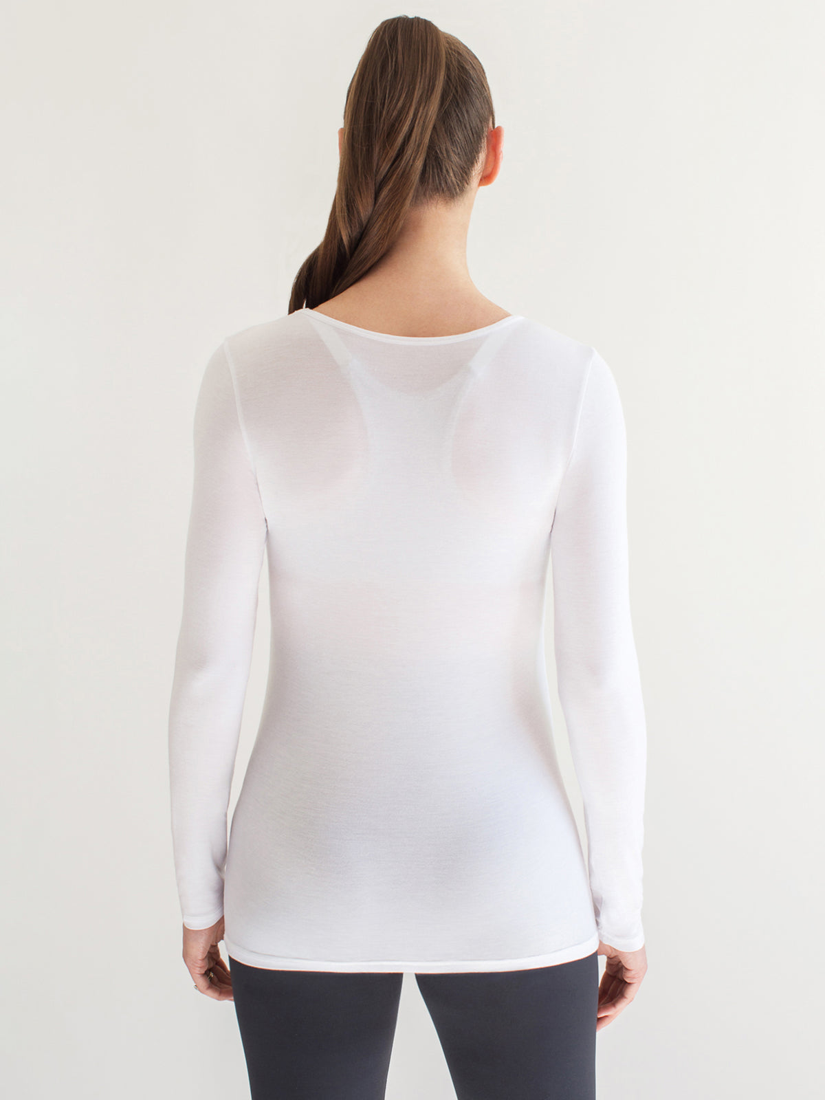 MATERNITY SOFT STRETCH LONG SLEEVE TEE, WHITE