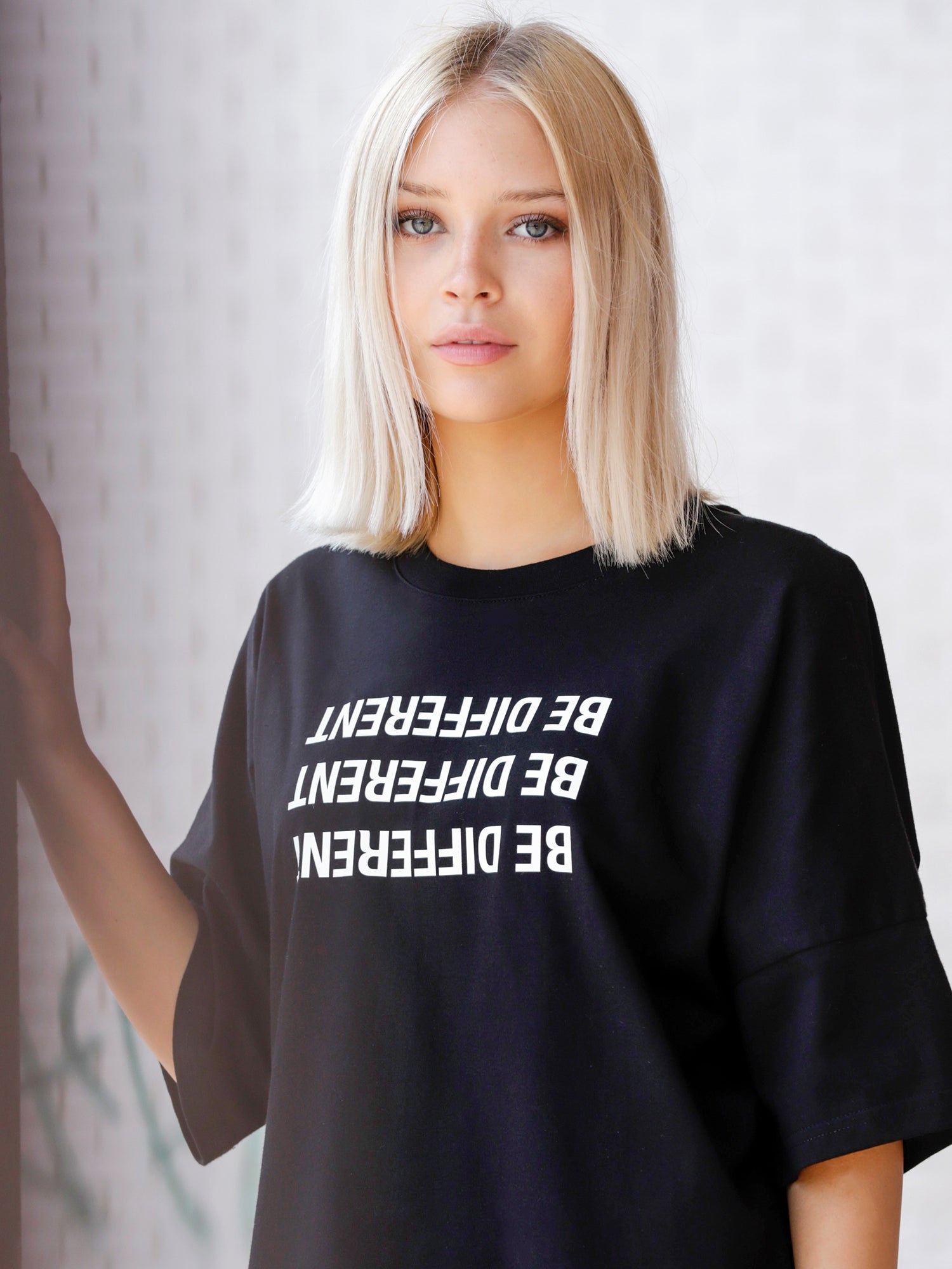 HI LO OVERSIZE COTTON TEE, BLACK