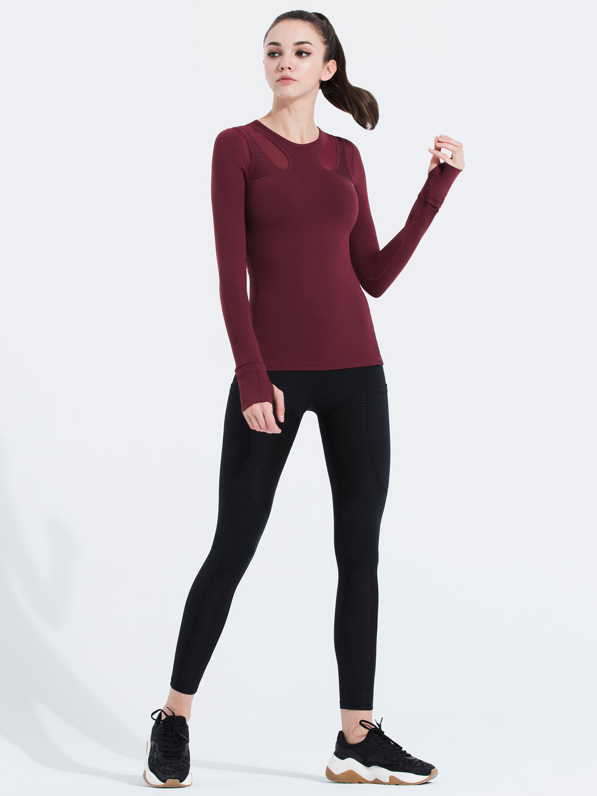 SHAPED PANEL TEE, BORDEAUX