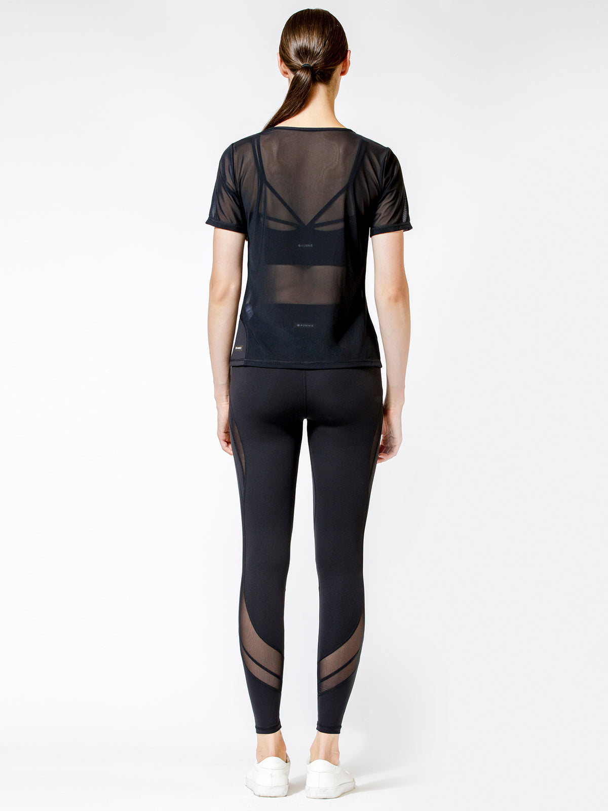 FITTED MESH TEE, BLACK MESH
