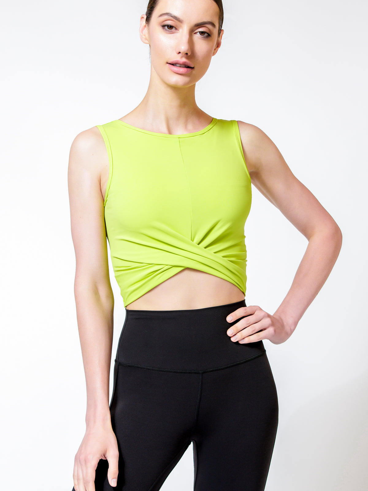 NUDE FRONT WRAP TANK, GLOW