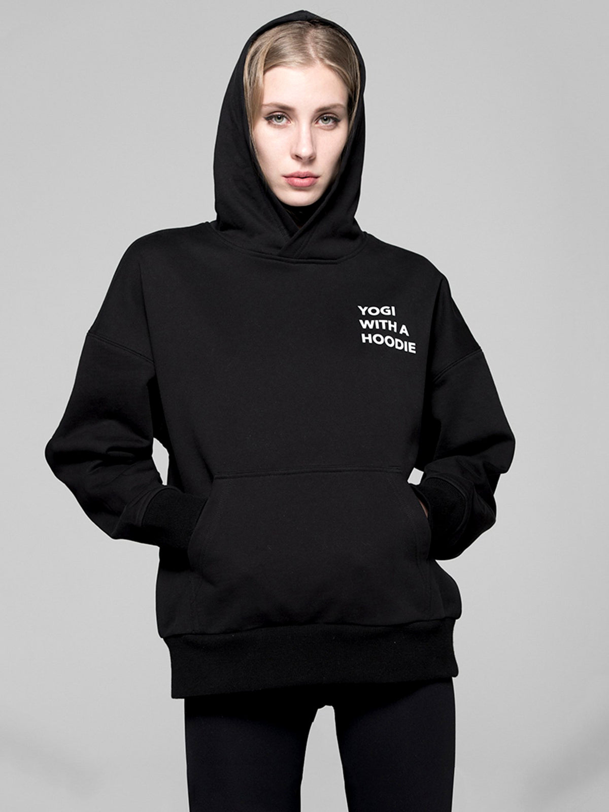 YOGI WITH A HOODIE, BLACK