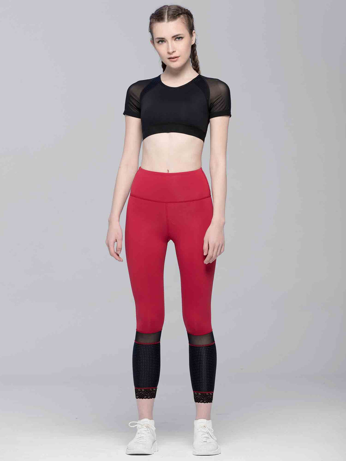 INTENSITY CROPPED TEE , BLACK/BLACK MESH