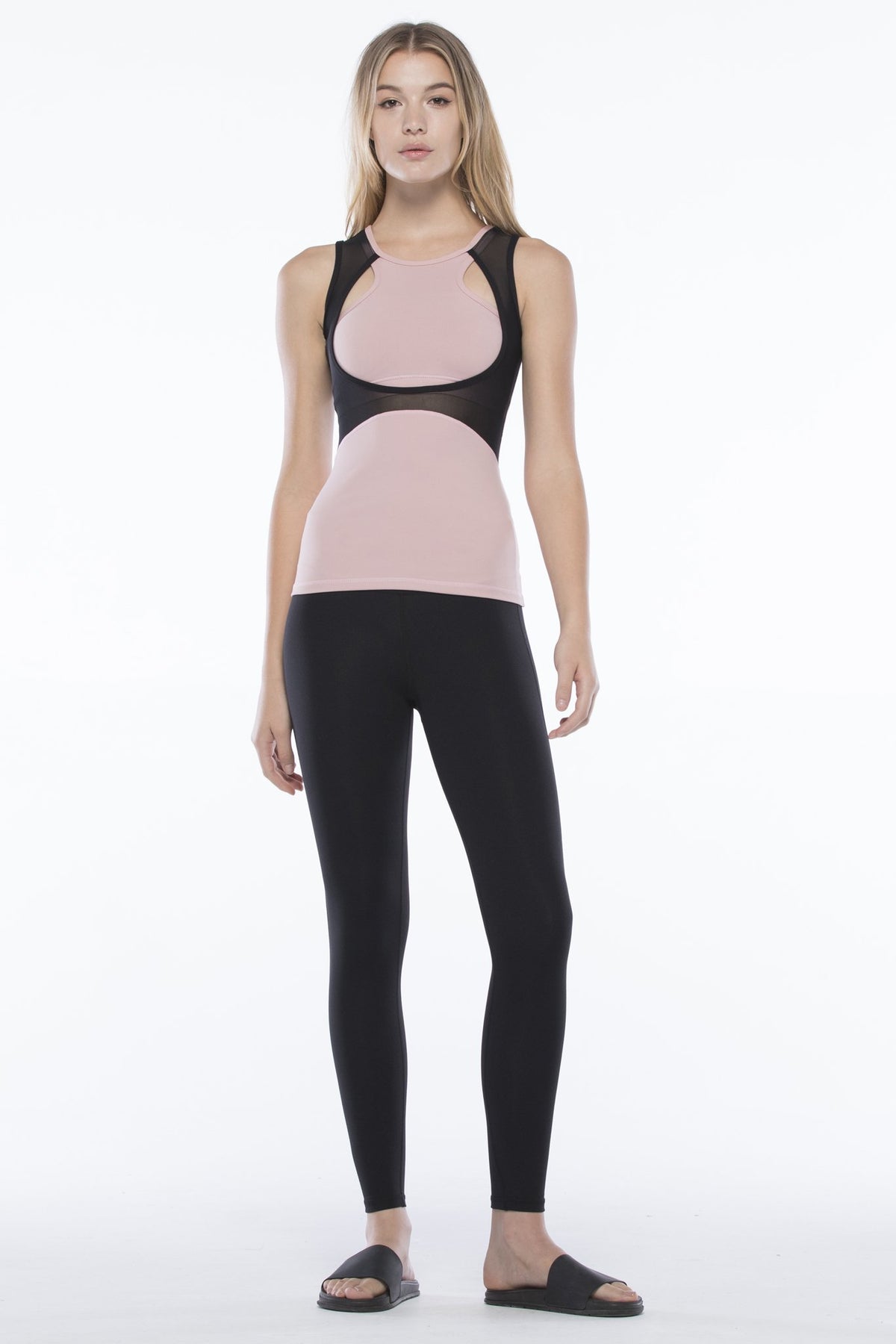 STRATUM TANK, BLUSH/BLACK MESH