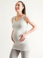 LONG SOFT STRETCH MATERNITY TANK, LIGHT HEATHER GREY STRIPE
